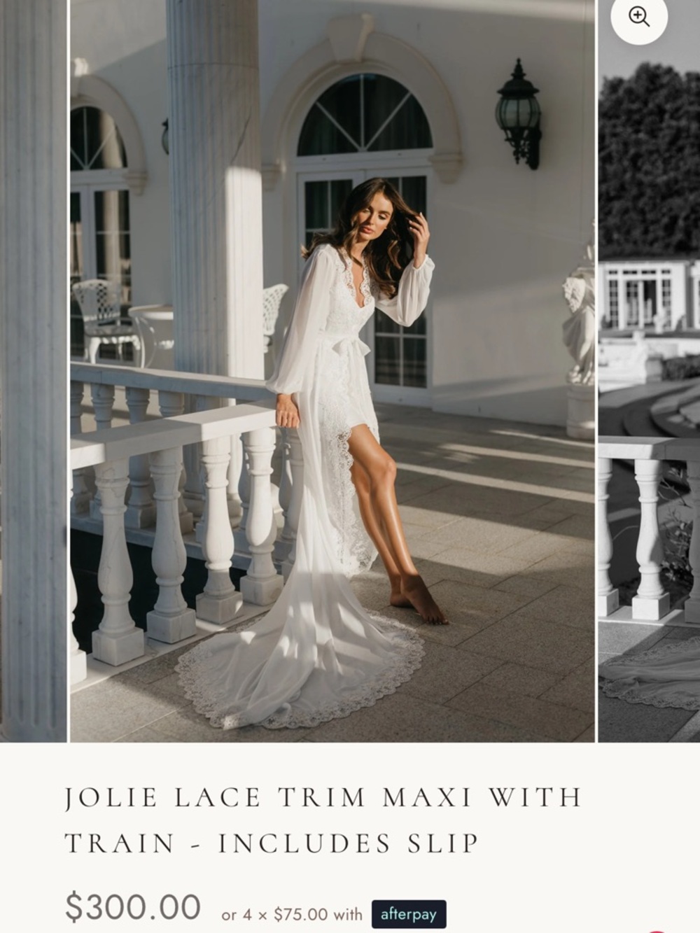 Jolie Bridal Lace Trim Maxi Bridal Robe with Train